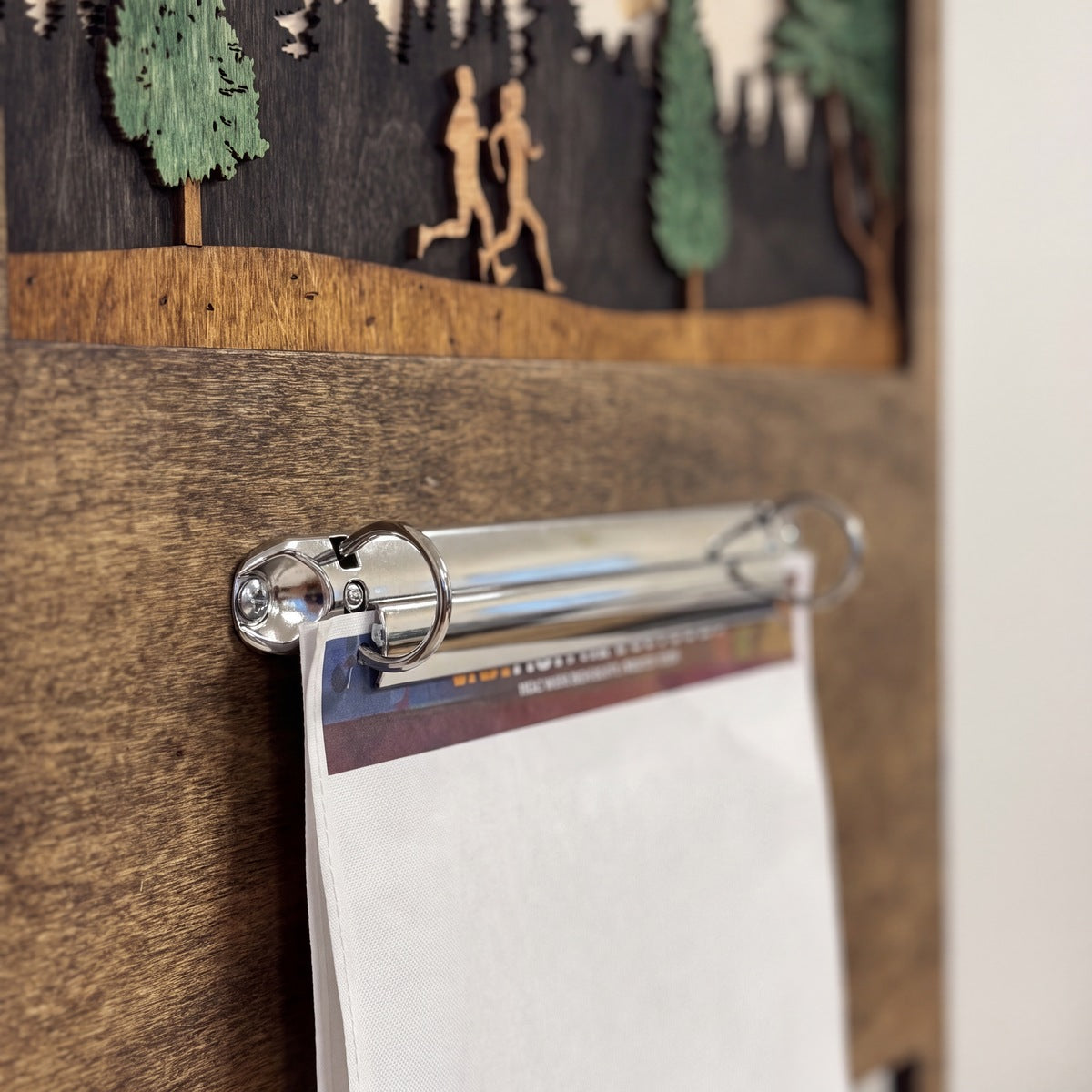 Medal & Bib Display (Big) — layered 3D wood scene detail | Story of Miles