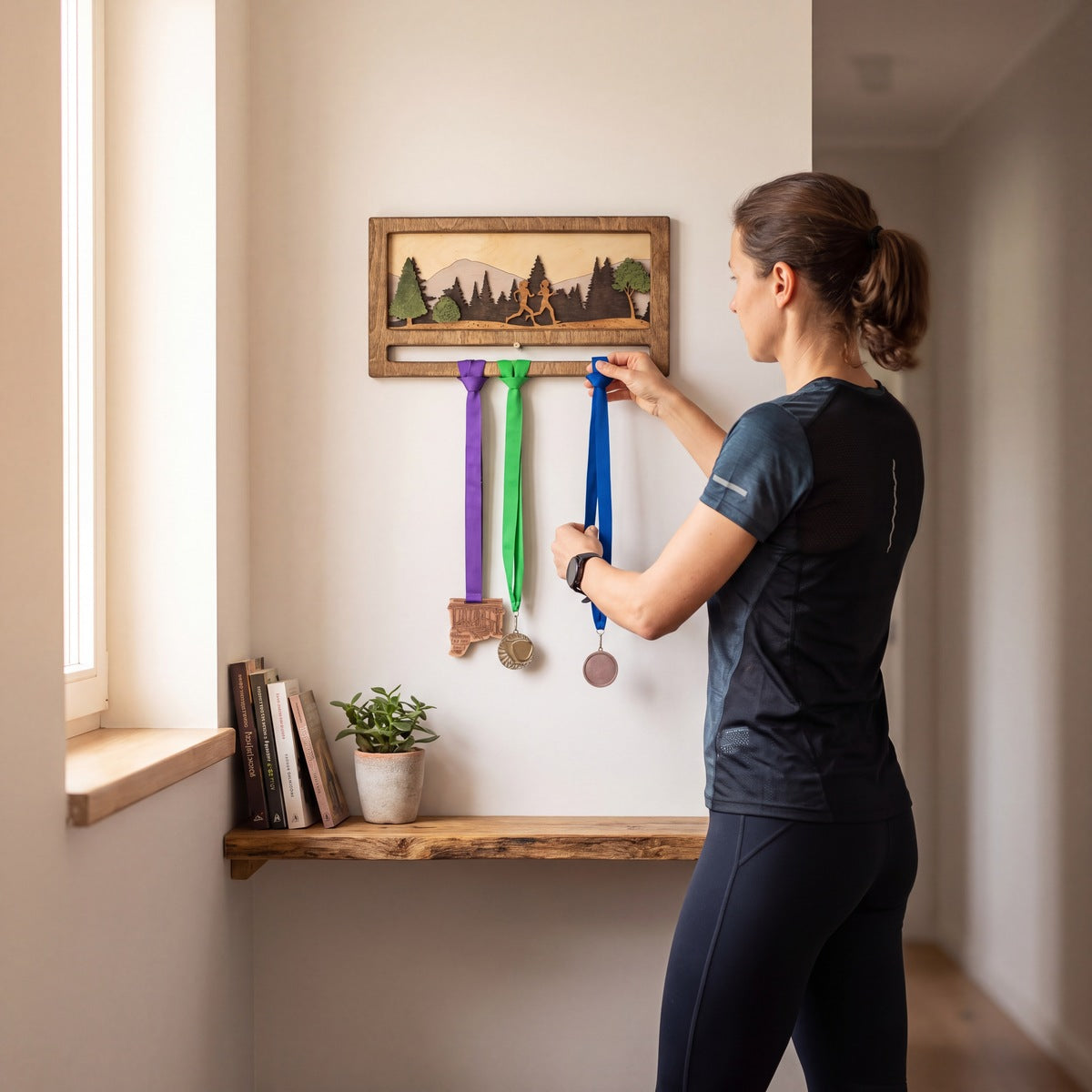 Mini Medal Display — handmade to order in Europe, personalised gift for a runner | Story of Miles